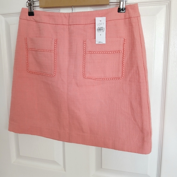 Loft Beautiful pink textured skirt Size 8 NWT Coquette Preppy Barbie Business - Picture 1 of 8